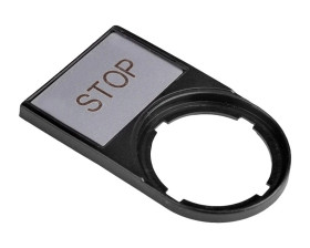 Tabliczka opisowa STOP 50x30mm czarna prostokątna M22S-ST-GB0 216494