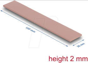 18483 Heat conduction pad, 3.0 W/mk, 120 x 20 x 2.0 mm, Silicone free