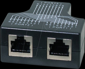 MP0138 T-adapter, 1:1 assignment, 2x RJ45 for cable sharing