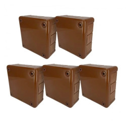 Puszka hermetyczna natynkowa 118x118x46mm 12-wlotowa z dławikami gumowymi IP55 zamknięcie na wkręty, brązowa EDO 5szt
