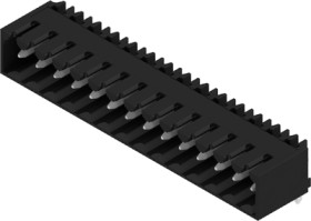 Pin header, 14 pole, pitch 3.5 mm, angled, black, 1790310000