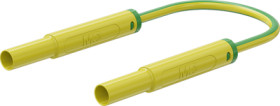 Safety measuring lead with (4 mm lamella plug, straight) to (4 mm lamella plug, straight), 0.5 m, green, PVC, 2.5 mm², CAT IV, 6
