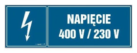 ZNAK - HH024 Napięcie 400V/230V 45 x 15 cm FN - Folia samoprzylepna