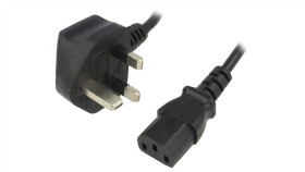 Kabel Bs 1363 (G) Wtyk Iec C13 Żeński Pvc 1,5M Czarny 5A Kab-Uk-P3-1.5-Bk