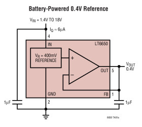 Micropower, 400mV Reference with Rail-to-Rail Buffer Amplifier in SOT-23