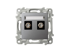 SZAFIR Gniazdo antenowe typu F podwójne szary mat GPA-2ZF/m/70 OSPEL