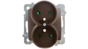 Karo Gniazdo Podwójne Z/U Z Przesłonami Czekoladowy Metalik Gp-2Srzp/M/40