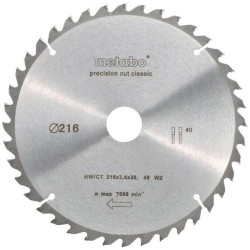 Metabo 628060000 Precision Saw blade 216x30mm 40 cogs 1pc wood cutting