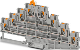 Knife disconnect terminal, push-in connection, 0.34-4.0 mm², 8 pole, 18 A, 6 kV, gray, 1336406
