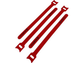 Opaska rzepowa do kabli z oczkiem, długość 200mm, szer.12 mm, czerwony (opak. 10 szt.)