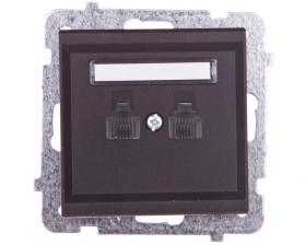 SONATA Gniazdo telefoniczne podwójne RJ11 niezależne czekoladowy metalik GPT-2RN/m/40