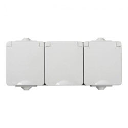 Gniazdo zasilające potrójne francuskie z ochroną styków TEKNO IP65GR GN3x2P+Z hermetyczny natynkowy IP65 szary 39225