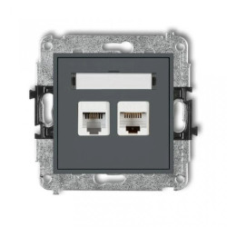 MINI Gniazdo telefoniczne RJ11 + gniazdo komputerowe RJ45 kat. 5e 8-stykowy beznarzędziowy grafitowy mat 28MGTK
