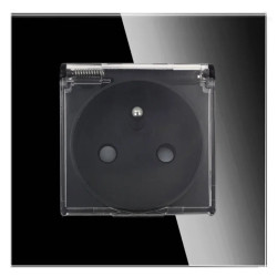 Gniazdo szklane IP44 z klapką - czarne - Tawoia Glass