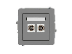 DECO Gniazdo antenowe podwójne typu "F" (SAT) pozłacany szary mat 27DGF-2.1 KARLIK