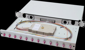 DN-96331-4 Fiber Optic Sliding Splice Box, 1U, Equipped, LC, OM4