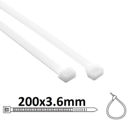 OPASKI KABLOWE 200/3.5 TRYTKI BIAŁE 100 SZT.