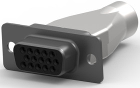 D-Sub socket, 15 pole, high density, unequipped, straight, crimp connection, 5748634-1