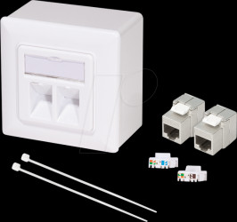 NK4068 Modular junction box, 2-gang, Cat.6a, white