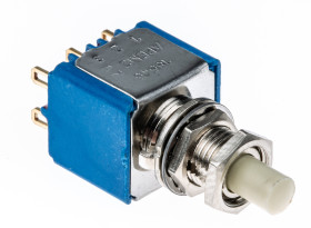 Przycisk miniaturowy Chwilowy DPDT średnica wycięcia 6.5mm, montaż panelowy APEM