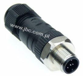 RSCN 5/9, M12, 5 styków, złącze męskie (wtyk) proste, dławik SW19 (4-8mm), nakrętka ze stali szlachetnej, SW19, LUMBERG, 30546,