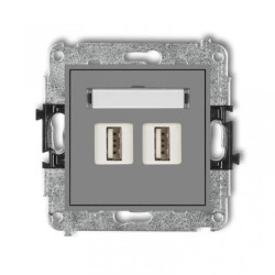MINI Gniazdo podwójne 2xUSB-AA 3.0 szary mat 27MGUSB-6
