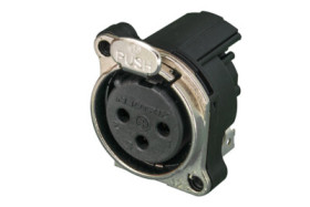XLR panel socket, 3 pole, gold-plated, NC3FBH1-E