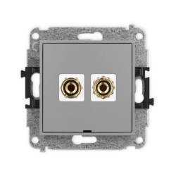 ICON Mechanizm gniazda głośnikowego poj., bez opisu (banan czerwony i czarny, pozłacany, 4 mm2 do lutowania) szary mat 27IGGBO-3