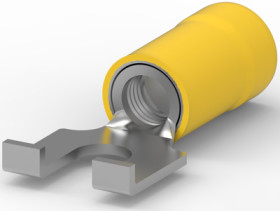 Insulated forked cable lug, 0.3-1.3 mm², AWG 22 to 16, 5 mm, red, 1-331366-0