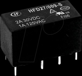 HFD27/012-S Subminiature signal relay, 12 V DC, 2 A, 2 changeover contacts