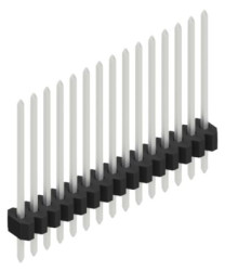 Pin header, 15 pole, pitch 1.27 mm, straight, black, 10060557