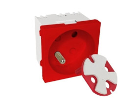 Modularne gniazdo elektryczne ALANTEC 2P+Z, 45x45, DATA z kluczem, czerwone PZ017