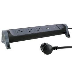 HELMO Przedłużacz premium obrotowy 3x2P+Z USB A+C z ogranicznikiem przepięć z przewodem 1.5m 3x1.0 mm2 czarny/grafitowy 049425