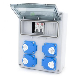 Rozdzielnica budowlana 4*GS 230V, zabezpieczenia, obudowa naścienna / natynkowa, okienko 8M, 8NO42C00