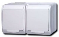 GAC250PL-HNB2 Gniazdo 250V - standard PL - 3 biegunowe, białe, podwójne 16A - natynkowe, hermetyczne