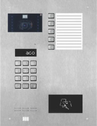 ACO INSPIRO 901+ Wideodomofon cyfrowy z zamkiem szyfrowym, czytnikiem zbliżeniowym, 5 przyciskami oraz średnią listą opisową