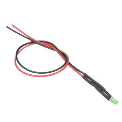 Green 3mm Prewired Diffused LED 20cm Cable 12V