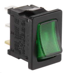 Przełącznik kołyskowy Wł.-wył. podświetlany 10 A SPST Zielony RS PRO