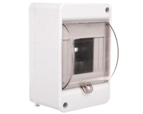 Rozdzielnica modułowa 1x4 natynkowa IP20 z klapką dymną i zaciskami S-4+SZYBKA+N+PE 8005823 ENE-00318