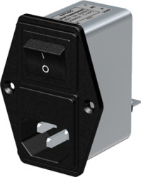 IEC plug C14, 50 to 60 Hz, 4 A, 250 V (DC), 250 VAC, 1 mH, faston plug 6.3 mm, B84776A0004A000