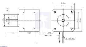 Pololu Stepper Motor: Bipolar, 200 Steps/Rev, 42×38mm, 2.8V, 1.7 A/Phase
