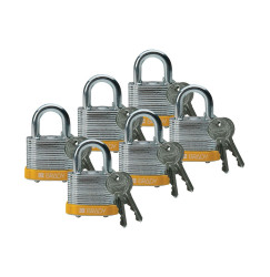 Kłódka LOTO stalowa, laminowana, szekla 20 mm, żółta (6 szt.), 814089