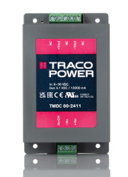 Przetwornica DC-DC, 60W, Uwe 9 → 36 V DC, Uwy 5.1V dc, Iwy 12A, TRACOPOWER Nie