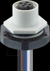 1220 04 T20CW101 0,5M Built-in coupling, M12, 4-pin, A-coded, IP67, white