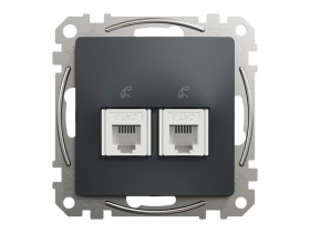 SEDNA DESIGN & ELEMENTS Gniazdo telefoniczne 2xRJ11 czarny antracyt SDD114492 SCHNEIDER ELECTRIC