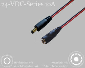 075906 DC extension, 2000 mm, 2,1 mm, 24 V DC, 10 A