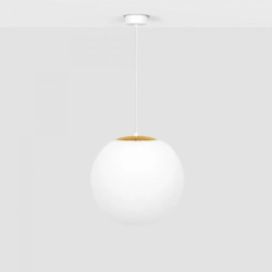 Lampa wisząca ELMO, szklana kula Ø30 cm, biała ze złotymi dodatkami K-5312 Kaja Lighting