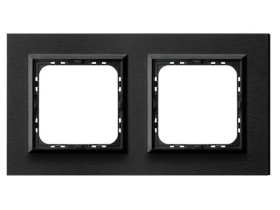 SONATA PRESTIGE Ramka 2 podwójna aluminiowa 4 mm szczotkowany antracyt + ramka czarna R-2RAC/64/25 OSPEL