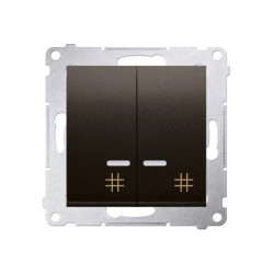 Simon 54 Łącznik krzyżowy podwójny z podświetleniem, szybkozłącza, brąz mat DW7/2L.01/46