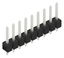 Pin header, 9 pole, pitch 2.54 mm, straight, black, 10053904